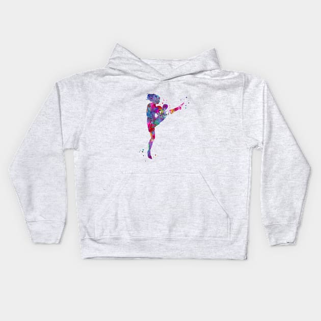 Lady muay thai boxing Kids Hoodie by RosaliArt